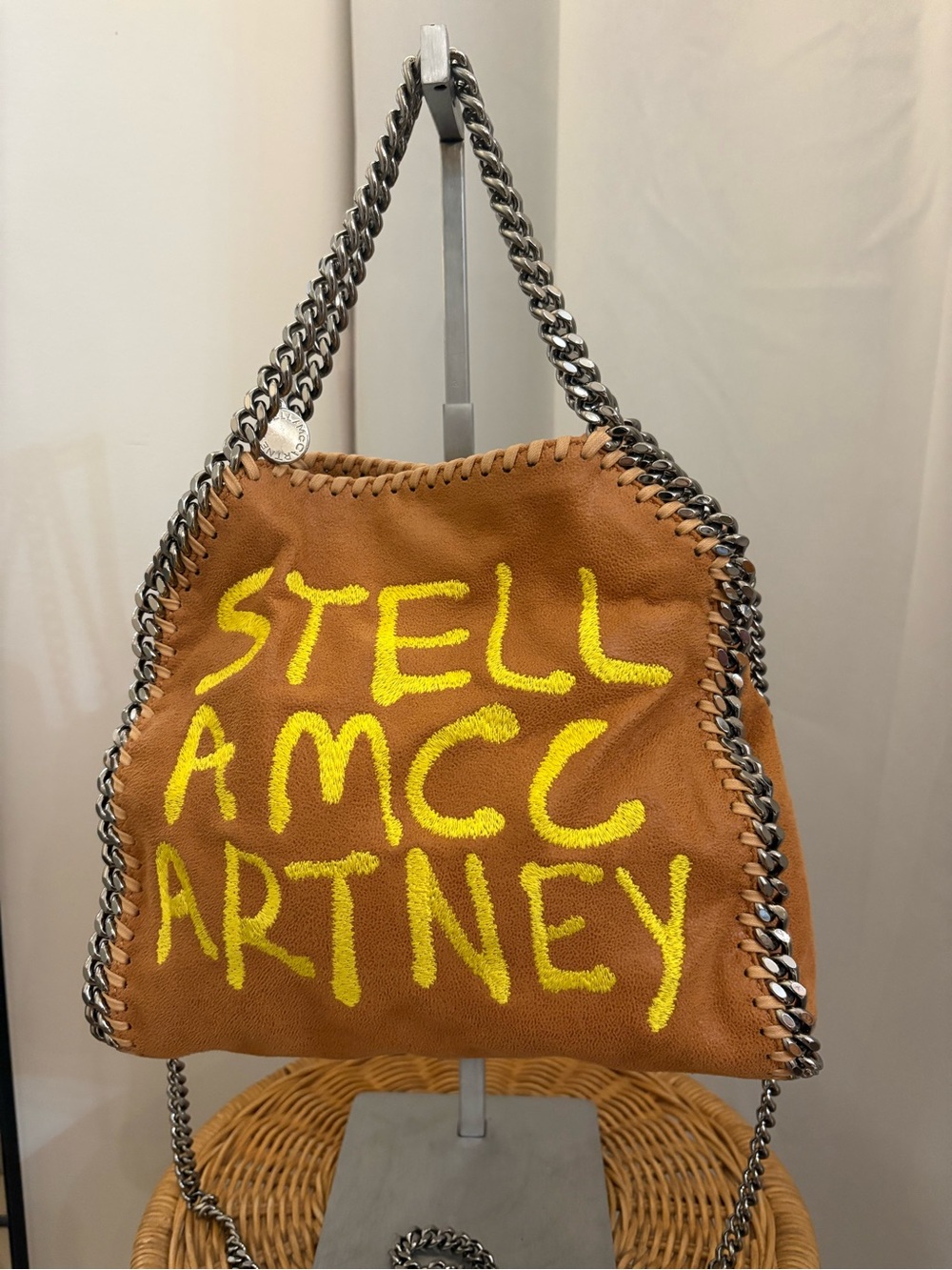 Stella. McCartney Graffiti Logo Mini Vegan Suede Shoulder Bag